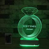 Modiwa Sevgiliye Hediye Tektaş Yüzük 3D 16 Renk Dekoratif Led Lamba