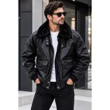 MODMEN Erkek Deri Mont Erkek Spor İçi Kürklü Deri Mont