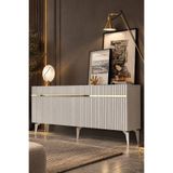 Modova Home 180MHK5BA TEDDY LAZER PLEKSİ DESEN KONSOL ve TV SEHPASI BEYAZ-ALTIN