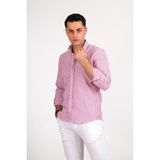 Modtime Slimfit Gofre Kumaş Pamuklu Yazlık Erkek Gömlek - 2XL - Bordo