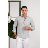Modtime Slimfit Gofre Kumaş Pamuklu Yazlık Erkek Gömlek - 2XL - Yeşil
