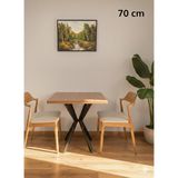 Modülare Mutfak Cafe Balkon Bahçe Restoran Yemek Masası 70X70 ve 80X80 Metal Ayak - Atlantik Çam - 70 x 70