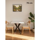 Modülare Mutfak Cafe Balkon Bahçe Restoran Yemek Masası 70X70 ve 80X80 Metal Ayak - Beyaz - 70 x 70