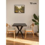 Modülare Mutfak Cafe Balkon Bahçe Restoran Yemek Masası 70X70 ve 80X80 Metal Ayak - Siyah - 70 x 70