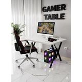 Modülare Profesyonel Oyuncu Masası Siyah Bilgisayar Çalışma Masası 120 cm Gamer Table - mat beyaz