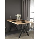 Modülare Yemek Masası Cafe Masası Balkon Masası Mutfak Masası Sabit Masa Metal Ayak 80X120 - Atlantik Çam