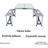 MODULBOX KATLANABİLİR, ALÜMİNYUM 67X85, KENDİNDEN 4 TABURELİ, KAMP MASA TAKIMI, PİKNİK MASA TAKIMI - 67 X 85,5