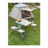 MODULBOX Katlanabilir, Alüminyum 67x85,5 cm Kendinden 4 Tabureli, Kamp Masa Takimi, Piknik Masa Takimi