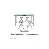 MODULBOX KATLANABİLİR, AYARLANABİLİR ALÜMİNYUM 60X120, 4 TABURE, KAMP MASA TAKIMI, PİKNİK MASA TAKIM