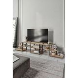 Modüler Dekoratif TV Sehpası – Çok Katlı Raflı Modern TV Ünitesi – MDF Gövdeli Çok Amaçlı Depolama ve Sergileme Alanı – Siyah (Meşe)