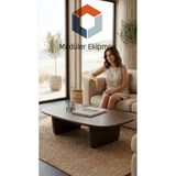 Modüler Ekipman %100 Masif Çam Ahşap Oval Orta Sehpa – El İşçiliği Modern Doğal Tasarım (Özel Ölçü ve Renk Yapabiliriz)
