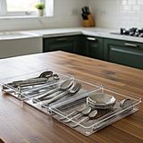 Modüler Organizer Set Mutfak Çekmece İçi Düzenleyici Çatal Kaşık Bıçak Organizeri Kristal (3'lü Set)