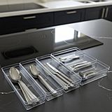 Modüler Organizer Set Mutfak Çekmece İçi Düzenleyici Çatal Kaşık Bıçak Organizeri Kristal (6'lı Set)