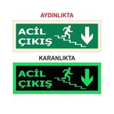Modülerteknik Fotolümen Levha Acil Çıkış Merdiven 15x30 cm Uyarı Levhası