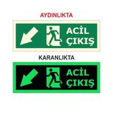 Modülerteknik Fotolümen Levha Acil Çıkış Sol Aşağı 15x30 cm Uyarı Levhası