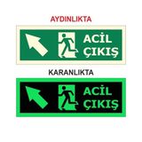Modülerteknik Fotolümen Levha Acil Çıkış Sol Yukarı 15x30 cm Uyarı Levhası