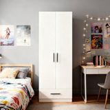 Modüleva Moduleva Beyaz 2 Kapaklı Çekmeli Elbise Dolabı Suntalam Malzeme ile Modern Tasarım