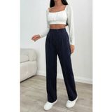MOE BAG Kadın Lacivert Çizgili Fit Palazzo Kot Pantolon
