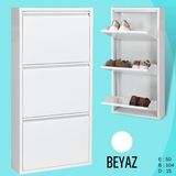 Moemi 3 Lü Metal Ayakkabılık - Beyaz