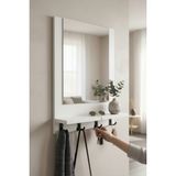 Moemi Askılıklı Portmanto Raflı Aynalı 60 x 45 cm Duvar Aynası - Beyaz
