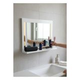 Moemi Banyo Aynası Beyaz Renk Raflı Ayna Salon Aynası Dresuar Ayna Sarı Pleksili 60 x 45 cm