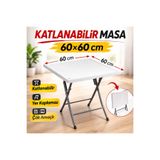 Moemi Katlanır Masa Balkon 60×60 Kamp Piknik Çalışma İçin Pratik Katlanır Masa Yer Kaplamaz Metal Ayak