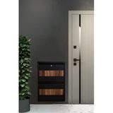 Moemi Metal Ayakkabılık 2'Li SİYAH - CEVİZ Ahşap Kaplamalı KİLİTLİ Ayakkabılık