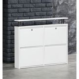 Moemi Metal Ayakkabılık Tablalı (2 +2) 4'lü Metal Ayakkabılık - Kilitli -Beyaz - 010 - Beyaz