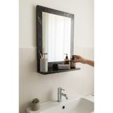 Moemi Raflı Banyo Aynası Siyah , Lavabo, Wc , Dresuar , Koridor , Mutfak , Makyaj 60x45 Beyaz Dik Ayna