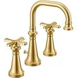 Moen TS44103BG Colinet Geleneksel İki Yaygın Yüksek Ark Banyo Bataryası Çapraz Kolları Vana Gerekli, Fırçalanmış Altın