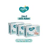 Moffy No:3 Midi 102 Adet Bebek Bezi