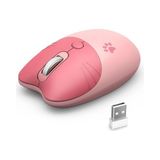 Mofii Mouse Renkli Kedi Tasarım Kablosuz Sessiz Bilgisayar Notebook Laptop Için Fare Pilli Mouse USB Receiver Tak Çalıştır Pembe (Pembe)