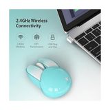 Mofii Mouse Renkli Tavşan Tasarım Kablosuz Sessiz Bilgisayar Notebook Laptop Için Fare USB Receiver Mouse Tak Çalıştır 9.2cm x 6cm (Turkuaz) - Option-1