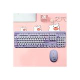 Mofii Sevimli Ayıcık Desenli Kablosuz Klavye & Mouse Set, Türkçe Q Klavye, Renkli Yuvarlak Tuşlar, Mor
