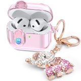 MOFREE Airpods 4 Case 2024 için Güvenlik Kilidi Temizleyici Kit ve Fil Anahtarlıklı Şeffaf Kılıf, Yumuşak TPU Şeffaf airpods 4. Nesil Kılıf, Sevimli Apple Air pods için Koruma Kapağı 4 Kılıf Kadın