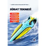 Mofy Baby 30 Km/h Hız Yapan RC Tekne Akıllı Alarm LED Işıklı 2.4GHz Uzaktan Kumandalı Sürat Teknesi Turkuaz