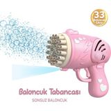 Mofy Baby 33 Kanal Işıklı Pilli Baloncuk Makinesi Köpük Tabancası Bubble Gun Machine - Pembe