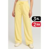 Mogi Butik Kadın Beli Lastikli Bağcıklı Palazzo Müslin Pantolon 3078 Sarı