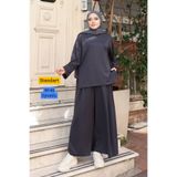Mogi Butik Oysh Modal Kumaş Salaş Kesim Bol Paça Pantolon Tesettür Tunik Takım 3227 Füme