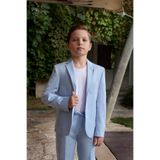 Mogi Erkek Çcouk Jogger Pantolonlu 3-14 Yaş Bebe Mavisi Keten Takım Elbise