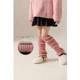 Moibody Kids %100 Akrilik Triko Örgü Leg Warmer Ayak Isıtıcı Çocuk Tozluk Pembe