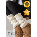 Moibody Original Premium Tozluk %100 Akrilik Triko Örgü Leg Warmer Ayak Isıtıcı Bale Paten Çorabı Ekru