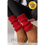 Moibody Original Premium Tozluk %100 Akrilik Triko Örgü Leg Warmer Ayak Isıtıcı Kırmızı