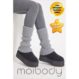 Moibody Premium %100 Akrilik Triko Örgü Leg Warmer Ayak Isıtıcı Tozluk Gri