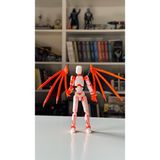 Moifugyia Lucky 13 Aksiyon Figürü Robot Oyuncak 13 cm Beyaz Turuncu ve Yarasa Kanat