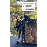 Moifugyia Lucky 13 Aksiyon Figürü Robot Oyuncak 13CM Beyaz Siyah ve Yarasa Kanat Seti