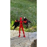 Moifugyia Lucky 13 Aksiyon Figürü Robot Oyuncak 13CM Kırmızı Siyah ve Yarasa Kanat Seti
