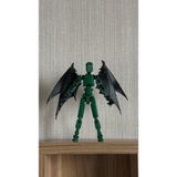 Moifugyia Lucky 13 Aksiyon Figürü Robot Oyuncak 13CM Yeşil Siyah ve Yarasa Kanat Seti