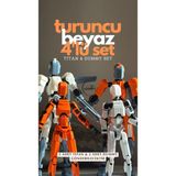 Moifugyia Lucky 13 Aksiyon Figürü Robot Oyuncak 4'lü Turuncu ve Beyaz Set Titan 13 & Lucky 13