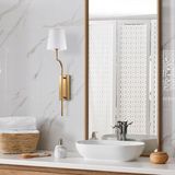 Moira Lumora Modern Konik Kumaş Abajur Aplik Beyaz Gold Gövde, Lüks Duvar Lambası LUMORA-15333